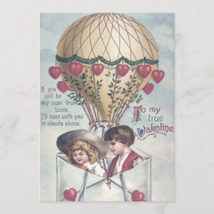 Children Heart Hot Air Balloon Wedding Invitation