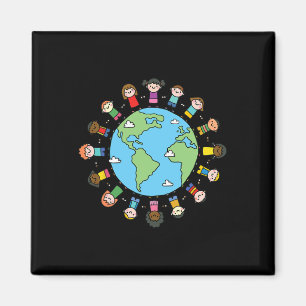 Children Holding Hands Earth Day 2025 Teacher Boys Magnet