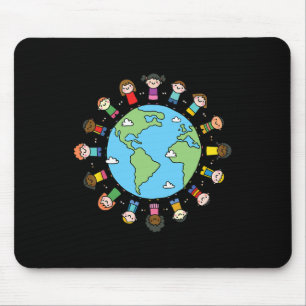 Children Holding Hands Earth Day 2025 Teacher Boys Mouse Pad