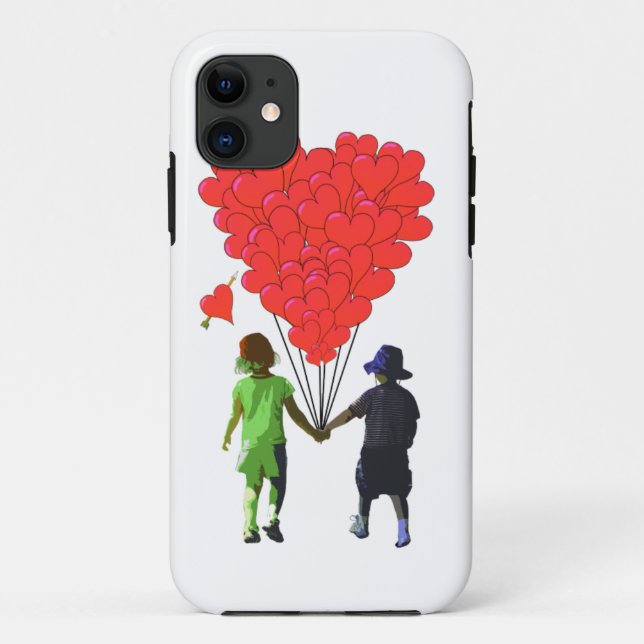 Children holding hands & heart shaped balloons Case-Mate iPhone case (Back)
