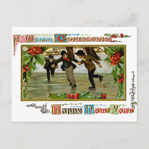 Children Iceskating Postcard