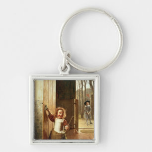 Children in a Doorway with 'Colf' Sticks Key Ring