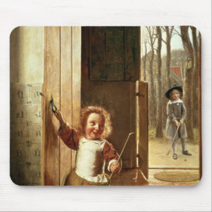 Children in a Doorway with 'Colf' Sticks Mouse Pad