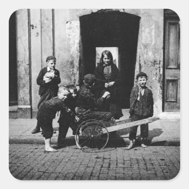 Children in a London slum Square Sticker (Front)