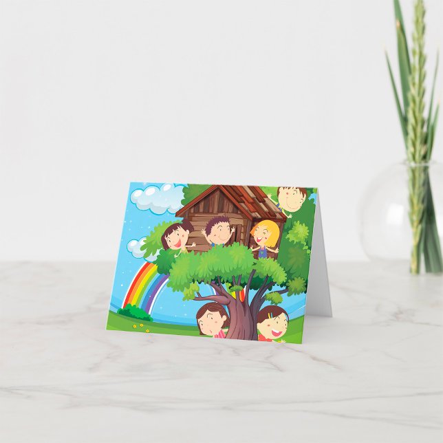 Children In A Treehouse Thank You Card (Creator Uploaded)