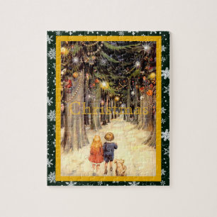 Children in Christmas Lane Jigsaw Puzzle
