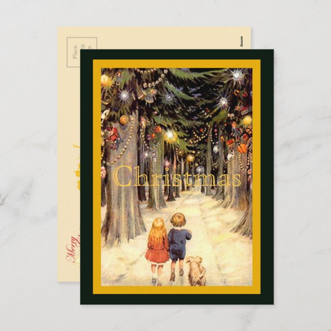 Children in Christmas Lane Postcard (Front/Back)