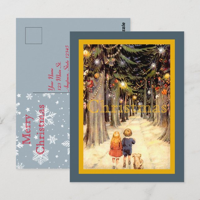 Children in Christmas Lane Postcard (Front/Back)