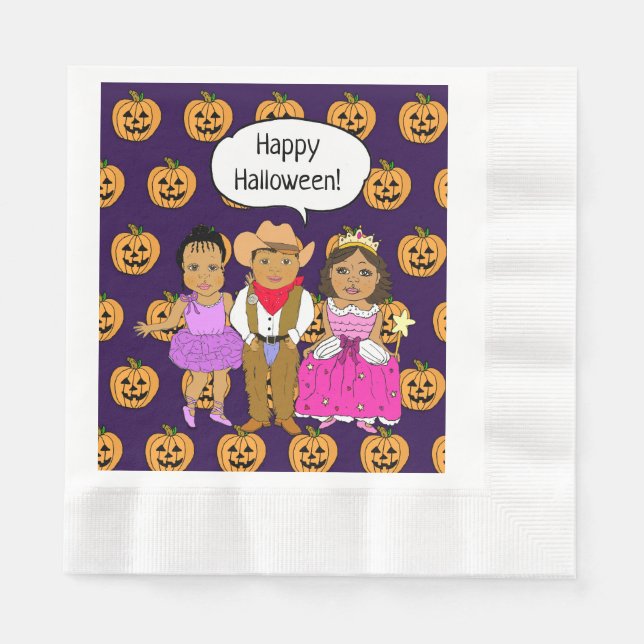 Children in Costumes Halloween Party Napkin (Front)