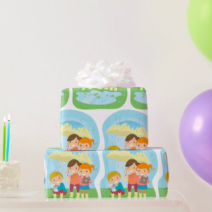 Children In The Rain Wrapping Paper