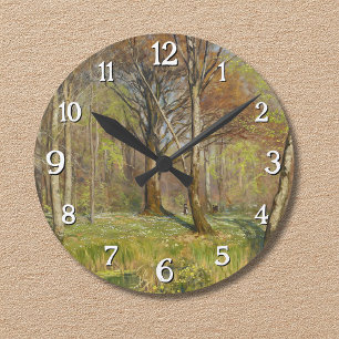 Children in the spring forest H.A. Brendekilde Round Clock