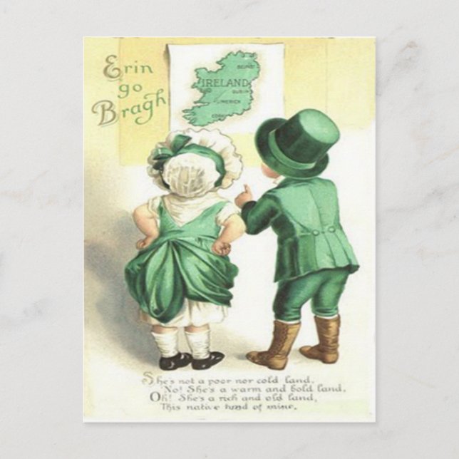Children Irish Map Erin Go Bragh Postcard (Front)