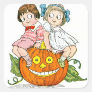 Children Jack O Lantern Pumpkin Square Sticker