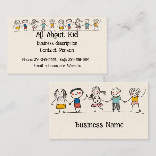 Children Kids Child Minding Daycare Business Card (Front/Back)
