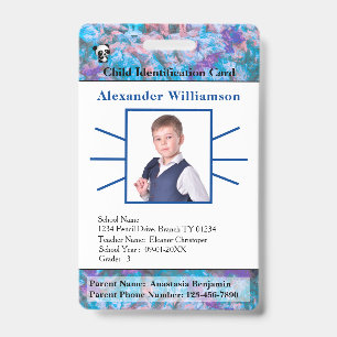 Children Kids Photo ID Identification Card Custom  Badge
