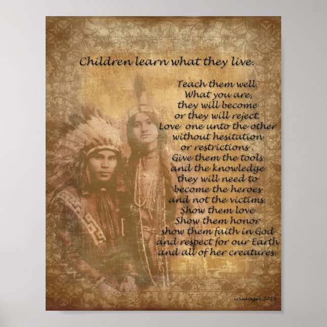 Children learn what they live Native american coup Poster (Front)