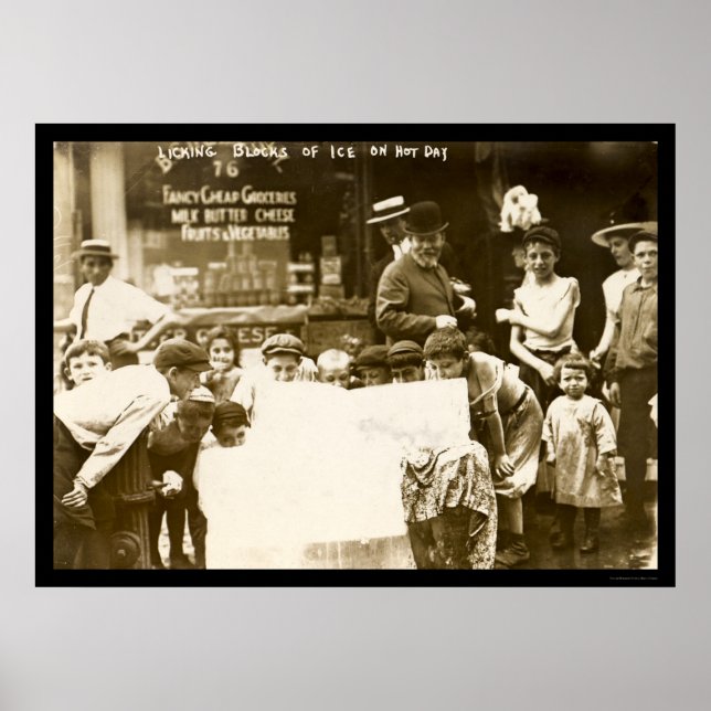 Children Licking Ice Blocks in New York City 1912 Poster (Front)