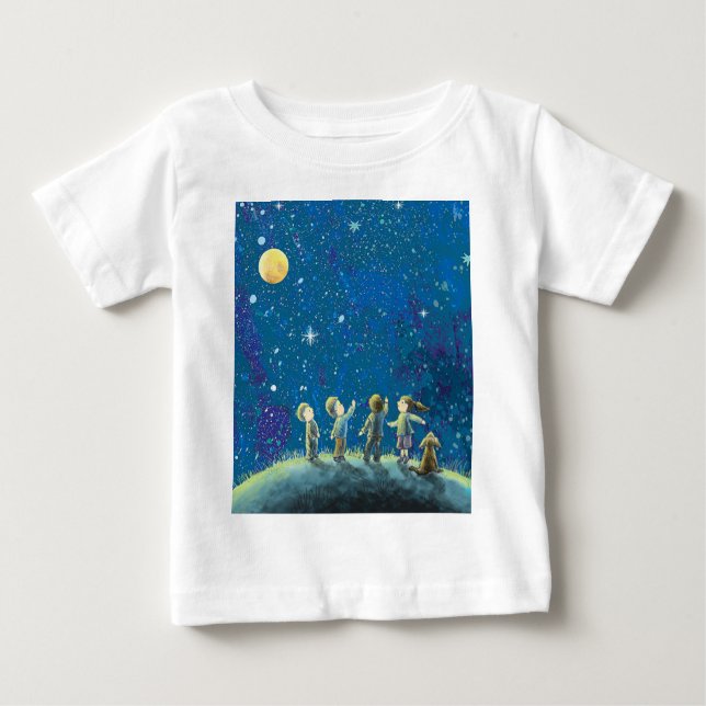 Children Looking At Night Sky  Baby T-Shirt (Front)