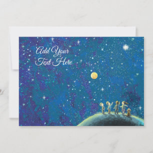 Children Looking At Night Sky Custom Text Invitation