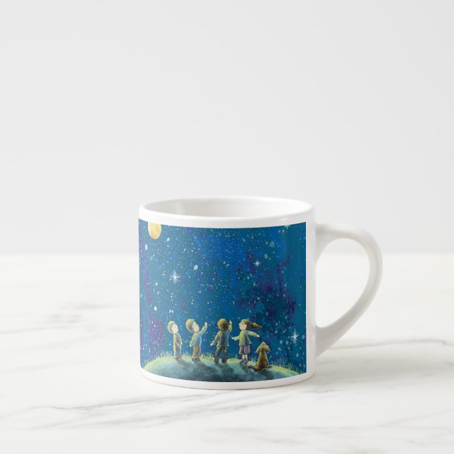 Children Looking At Night Sky Espresso Cup (Right)