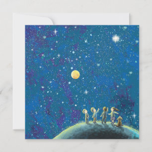 Children Looking At Night Sky Invitation