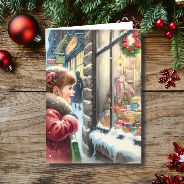 Children Looking into a Christmas Window Holiday Card (Creator Uploaded)