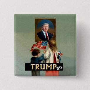Children Love Leader Trump 15 Cm Square Badge