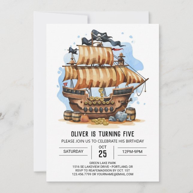Children Matey Nautical Pirate Birthday Invitation (Front)