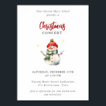 Children Music Concert Christmas Cute Snowman  Poster<br><div class="desc">This simple Christmas music concert poster features a watercolor snowman and elegant script typography. Perfect for children school concerts,  piano end of term recitals,  and other festive holiday performances. Customise it with your own details and utilise the editing tool to make further adjustments,  such as font size and placement.</div>
