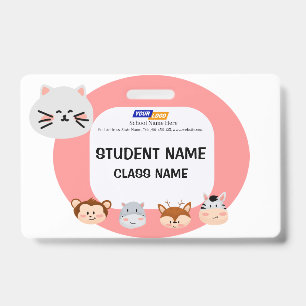 Children name tag with cute animal design ID badge