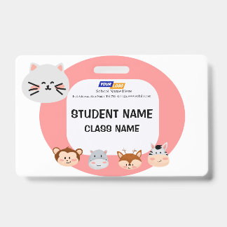 Children name tag with cute animal design ID badge