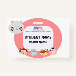 Children name tag with cute animal design ID badge