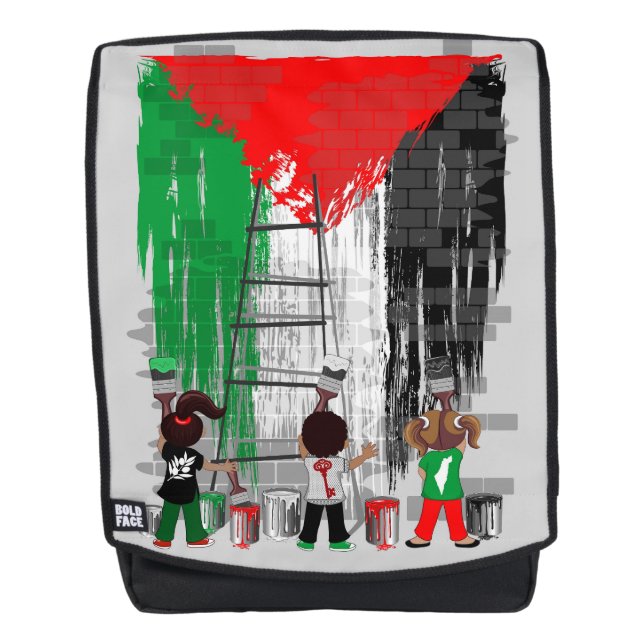 Children of Gaza Painting Palestine Flag  Backpack (Front)