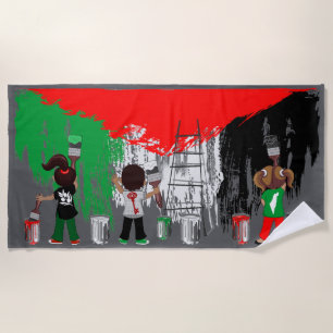 Children of Gaza Painting Palestine Flag Beach Towel
