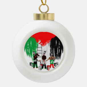 Children of Gaza Painting Palestine Flag  Ceramic Ball Christmas Ornament