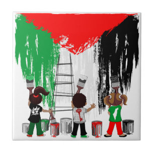 Children of Gaza Painting Palestine Flag  Ceramic Tile