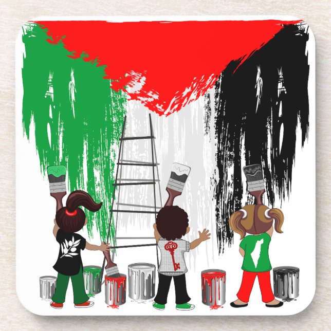 Children of Gaza Painting Palestine Flag  Coaster (Front)