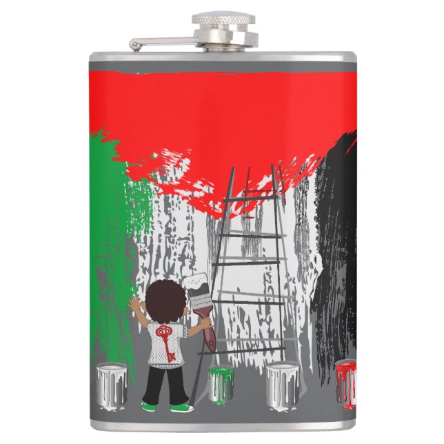 Children of Gaza Painting Palestine Flag  Hip Flask (Front)