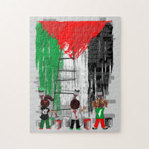 Children of Gaza Painting Palestine Flag Jigsaw Puzzle