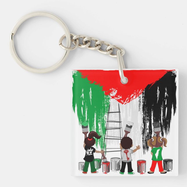 Children of Gaza Painting Palestine Flag  Key Ring (Front)