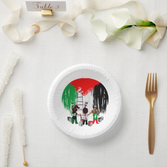 Children of Gaza Painting Palestine Flag  Paper Plate (Wedding)