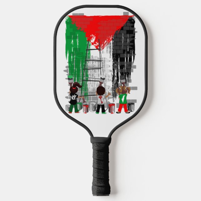 Children of Gaza Painting Palestine Flag  Pickleball Paddle (Front)