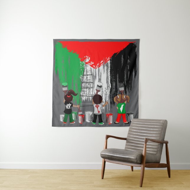 Children of Gaza Painting Palestine Flag  Tapestry (In Situ)