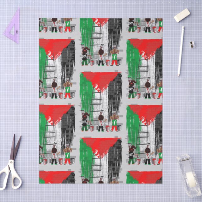 Children of Gaza Painting Palestine Flag  Tissue Paper (Craft)