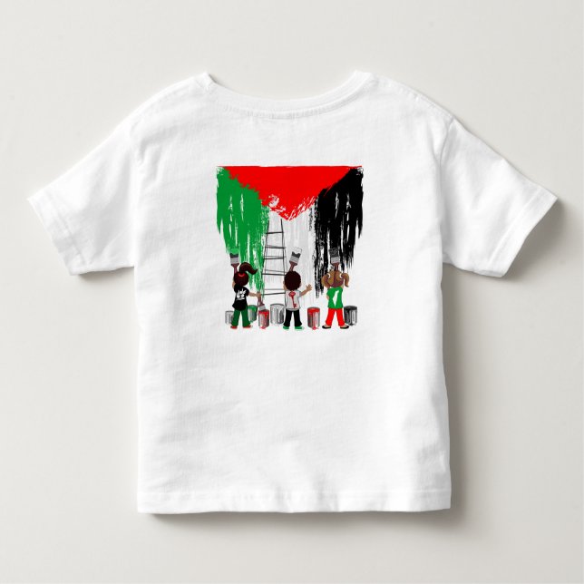 Children of Gaza Painting Palestine Flag  Toddler T-Shirt (Back)
