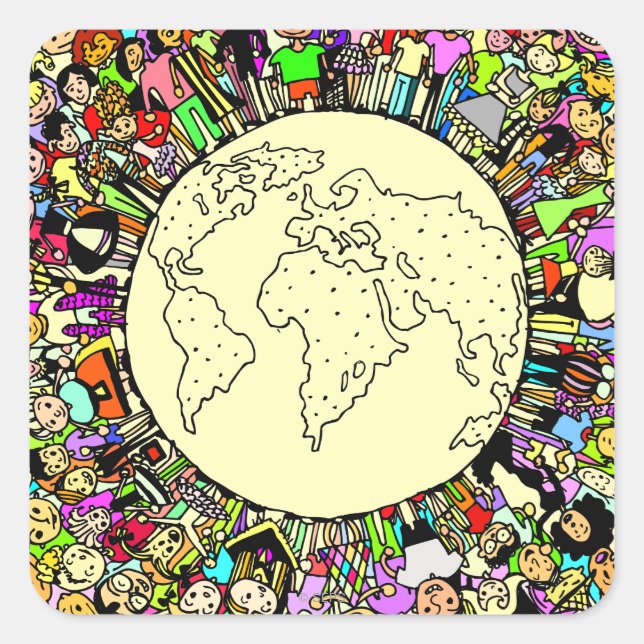 Children of the World Square Sticker (Front)