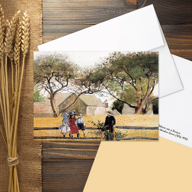 Children on a Fence Winslow Homer Note Card (Creator Uploaded)