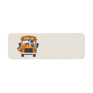 Children on a School bus Return Address Label
