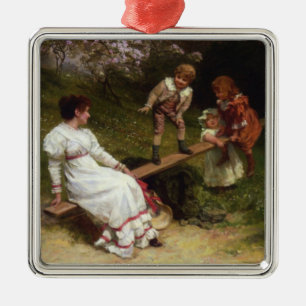 Children on a Seesaw (by Frederick Morgan) Metal Ornament