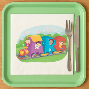 Children On An Alphabet Train Napkin